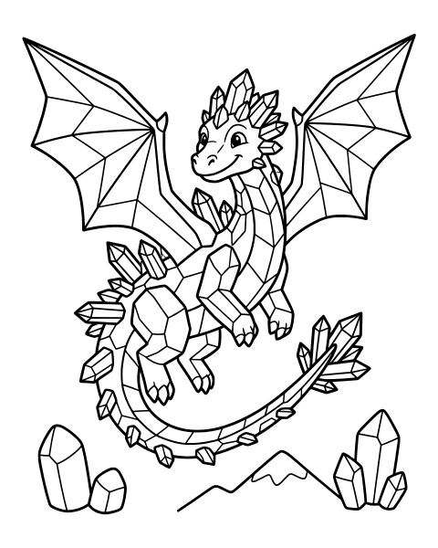 Crystal Winged Dragon Coloring Page
