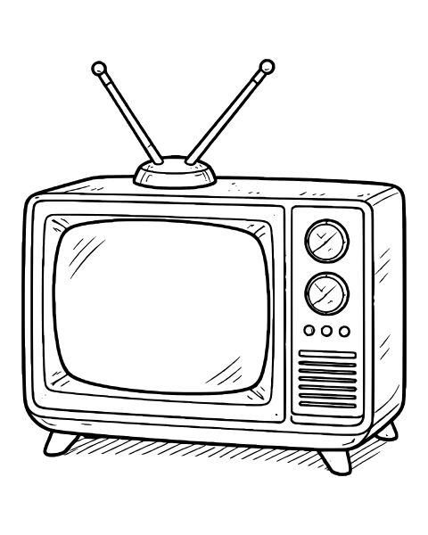 Vintage Retro Television Coloring Page