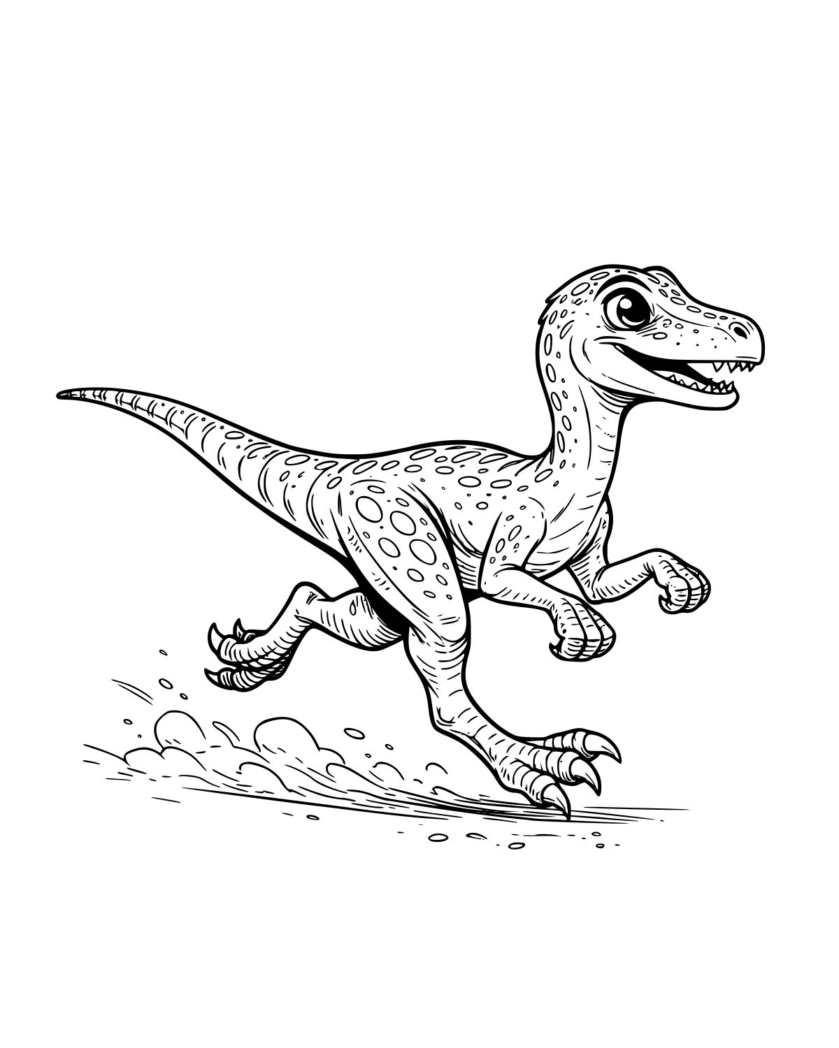 Running Raptor Dinosaur Coloring Page