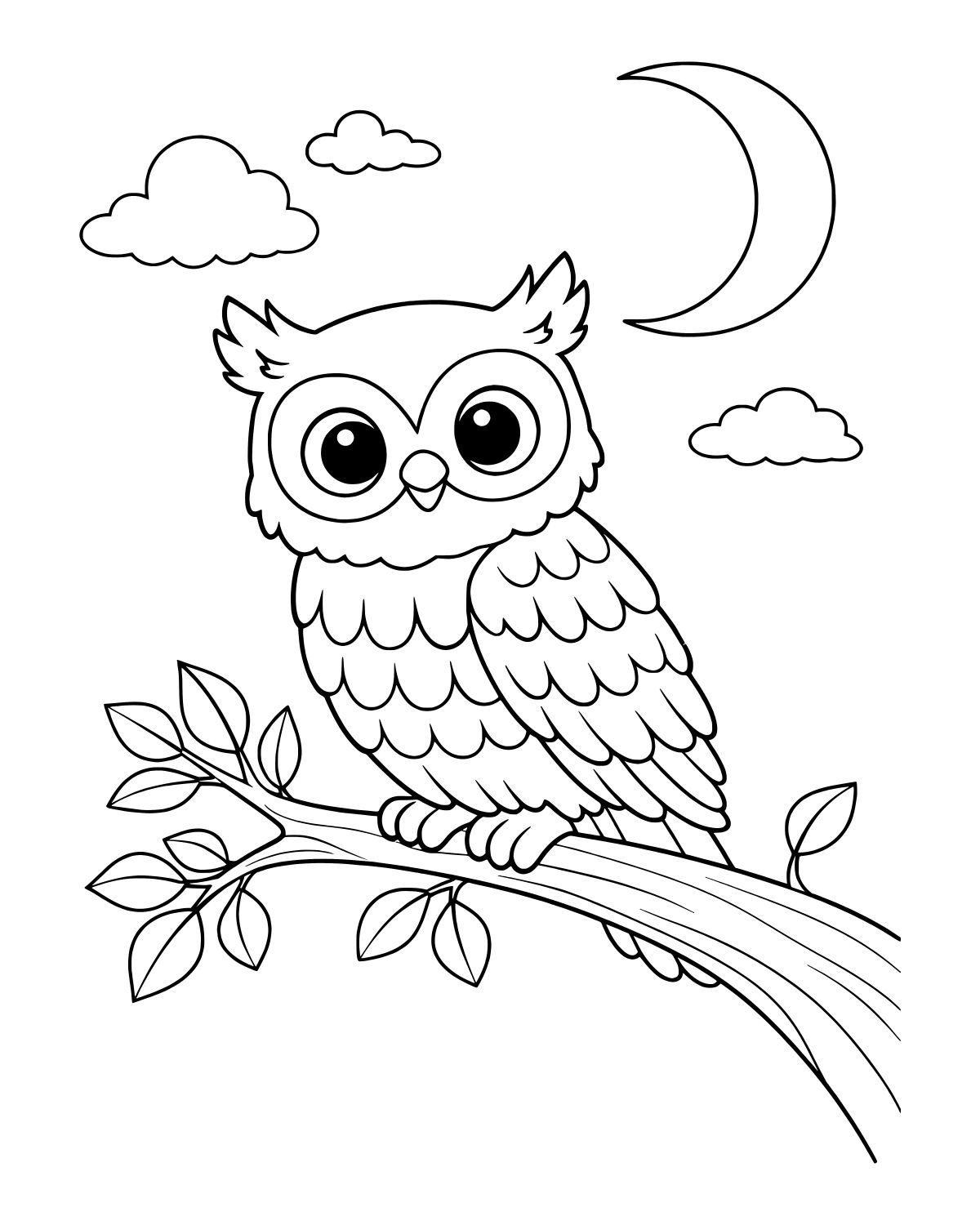 Cute Night Owl Coloring Page