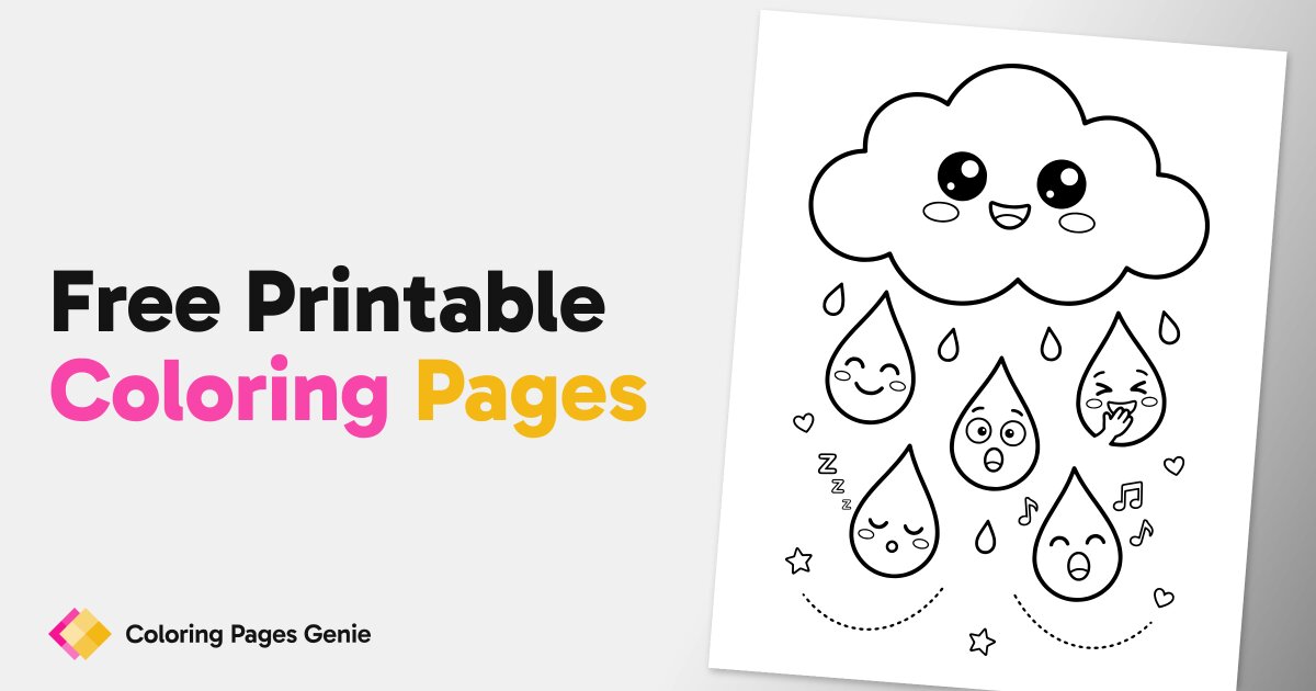 Cute Rain Cloud Coloring Page for Kids to Print