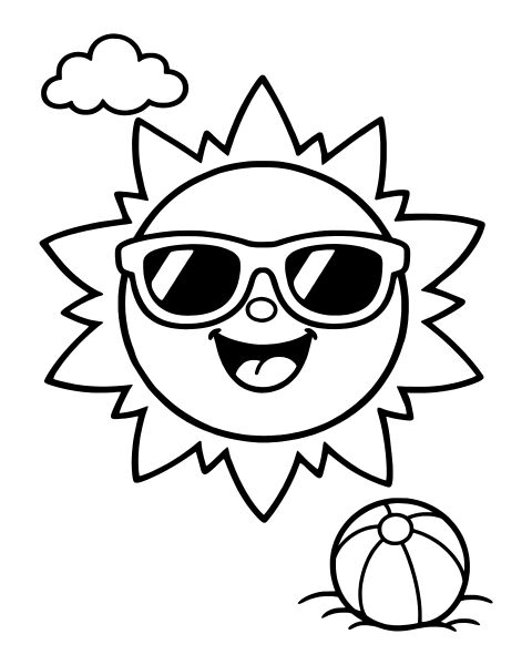 Cool Sun Face Coloring Page