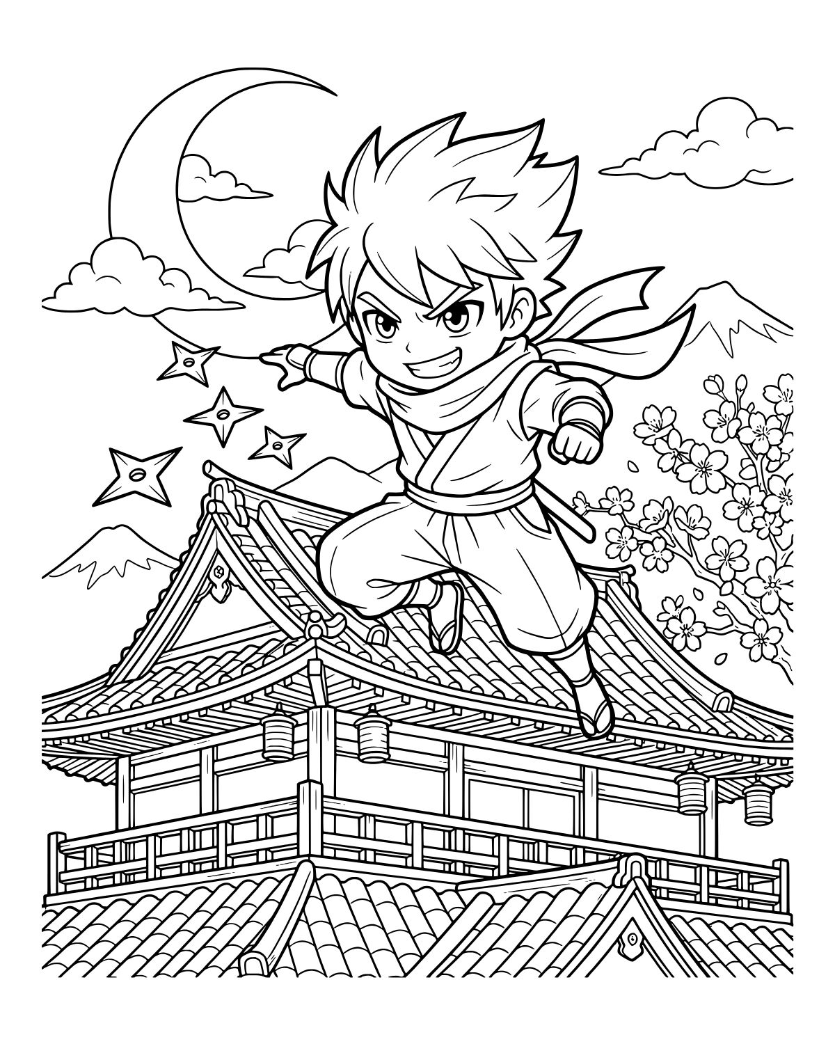 Anime Ninja Warrior Coloring Page