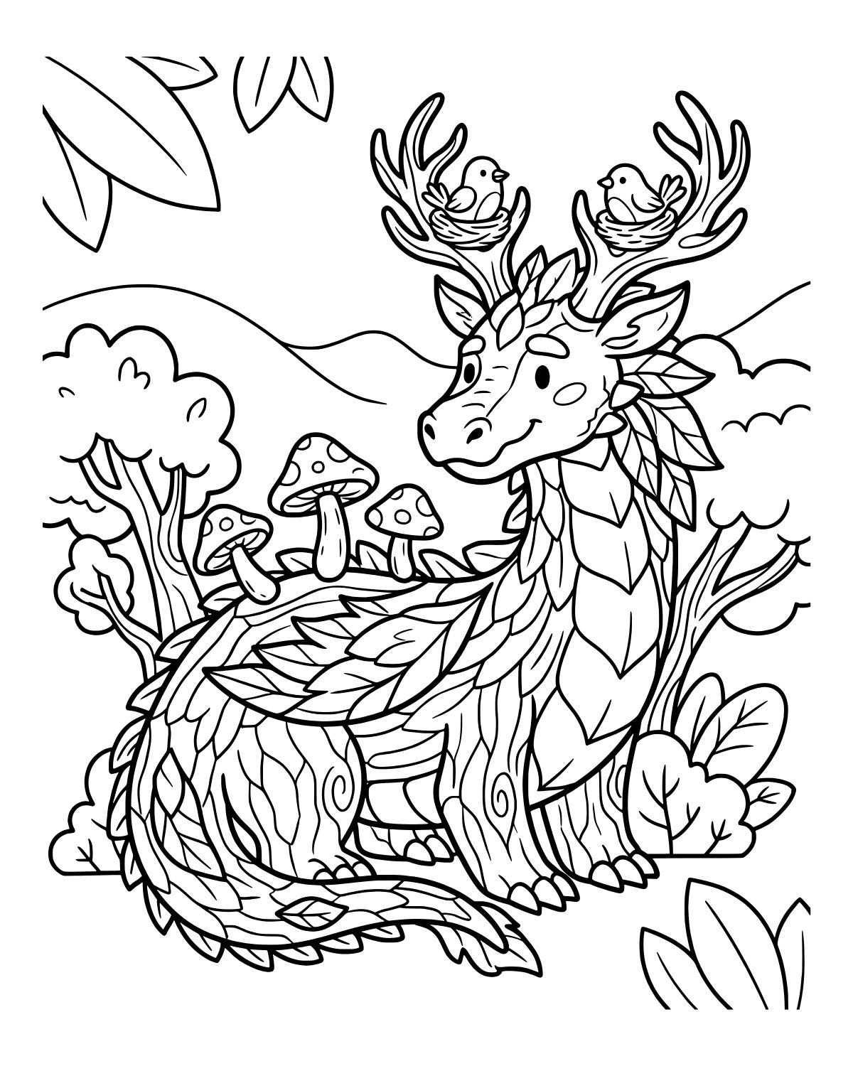 Forest Dragon Friend Coloring Page