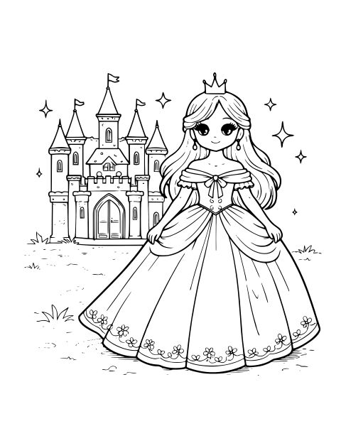 Princess Castle Adventure Coloring Page