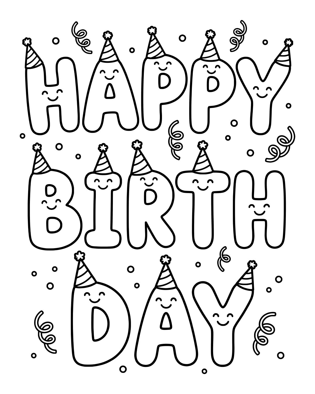Happy Birthday Letters Coloring Page