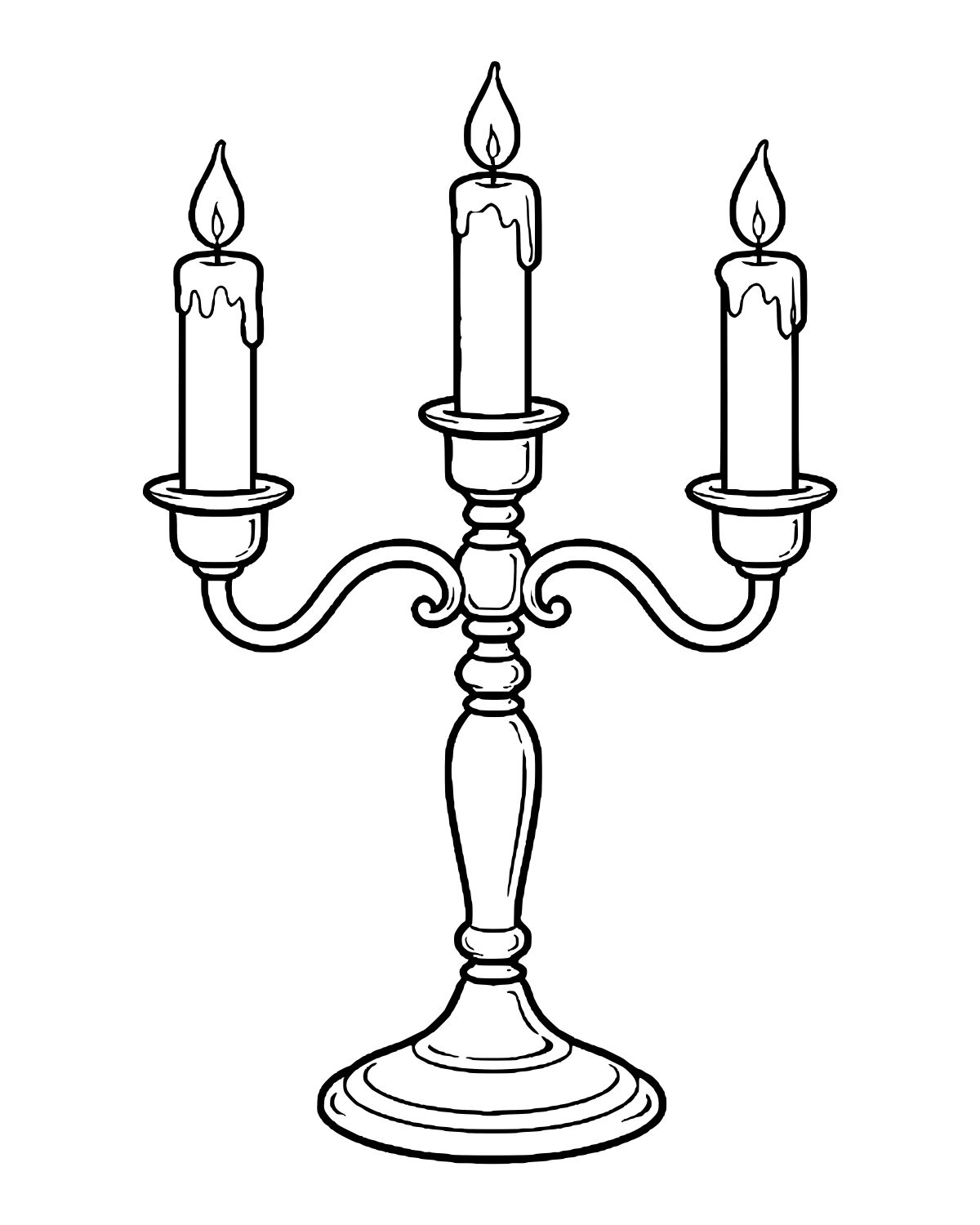 Elegant Three Candle Candelabra Coloring Page
