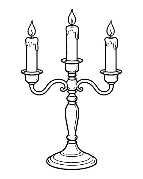 Elegant Three Candle Candelabra Coloring Page