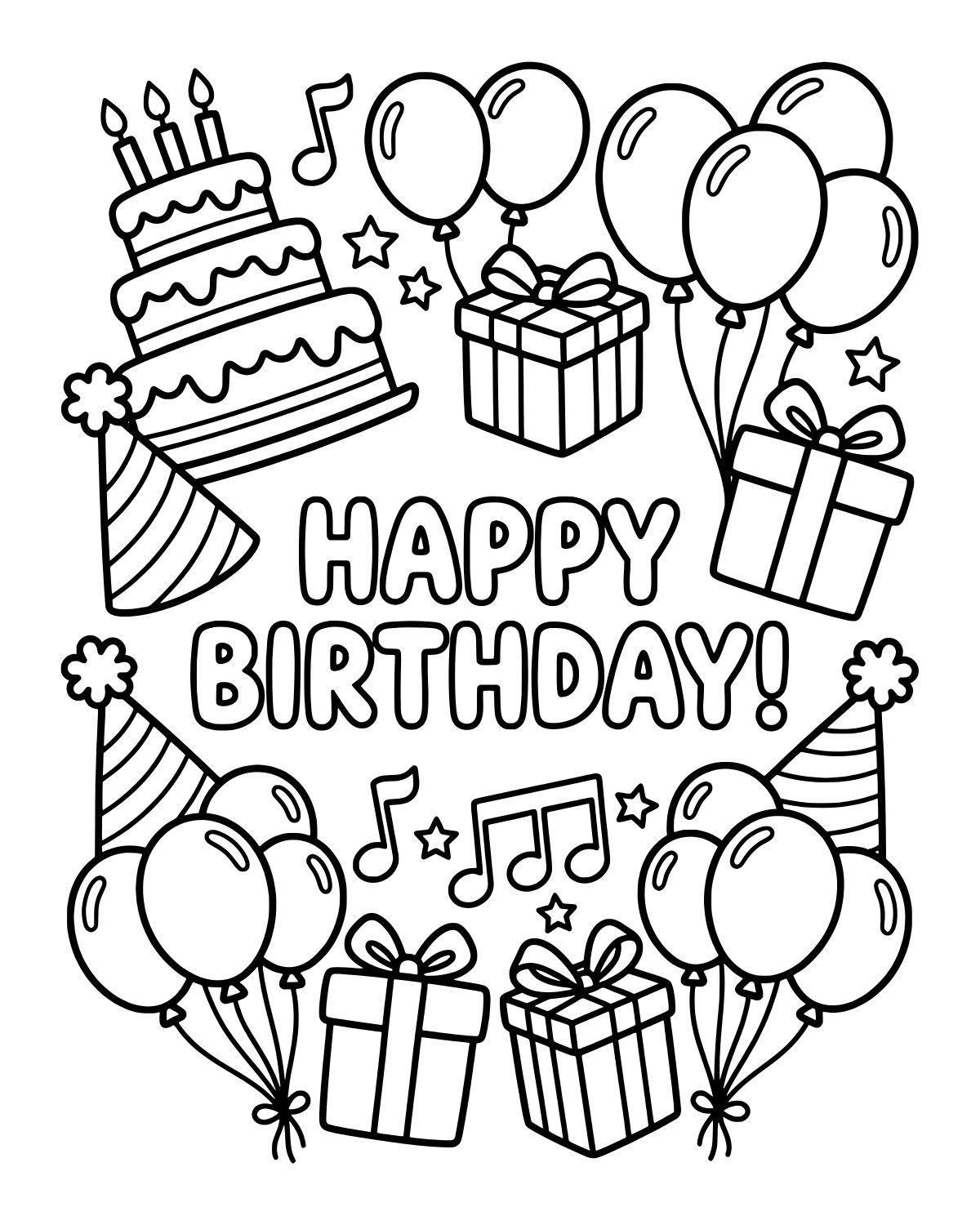 Birthday Celebration Scene Coloring Page