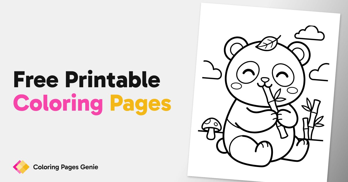 Cute Panda Eating Bamboo Coloring Page for Kids
