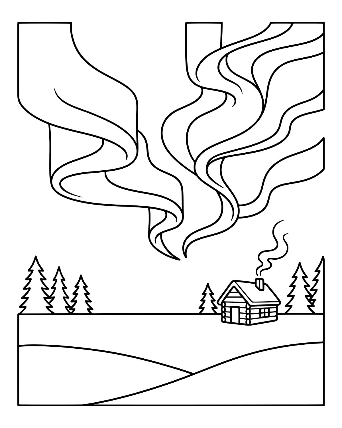 Northern Lights Sky Coloring Page