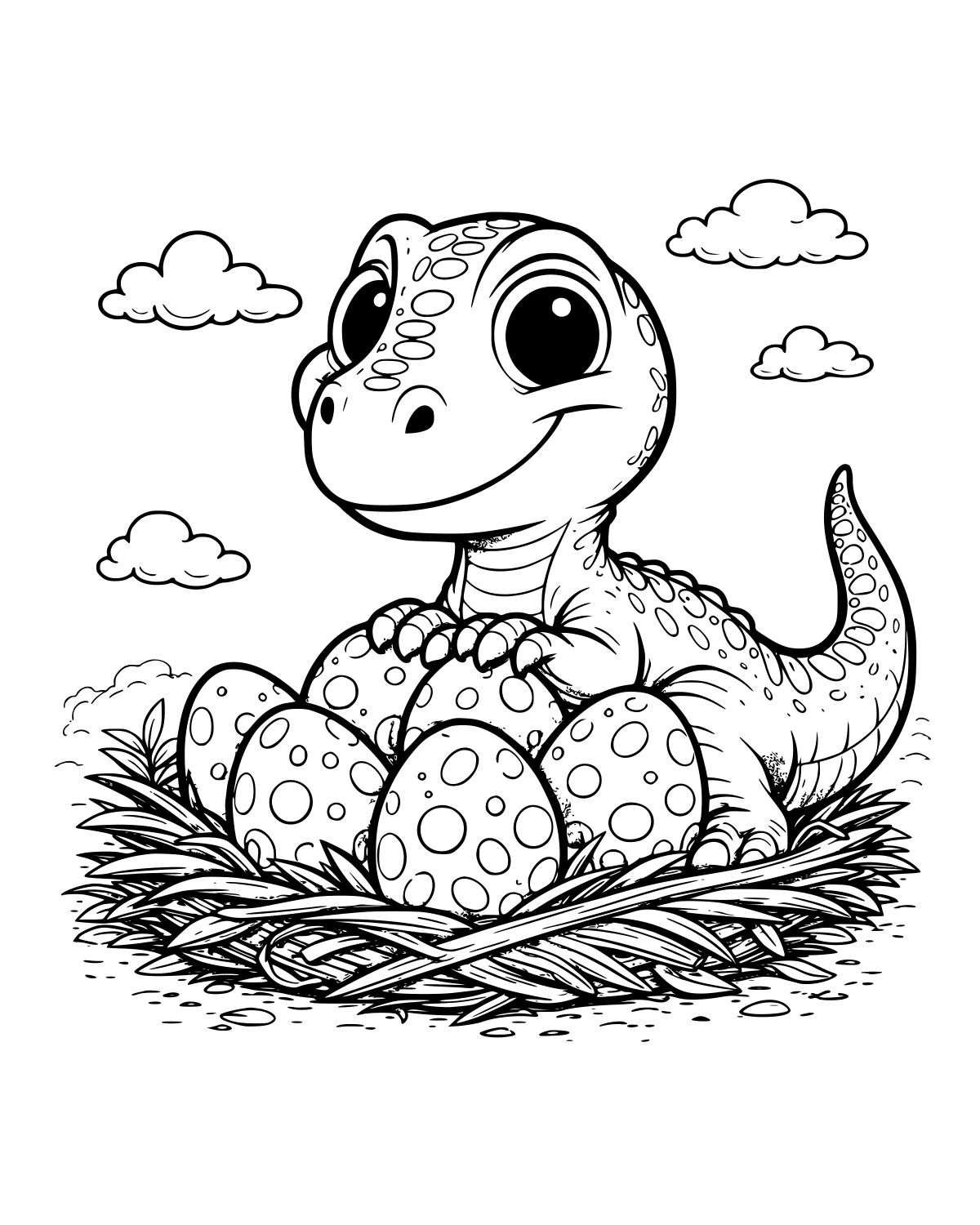 Cute Baby Dinosaur Hatchling Coloring Page