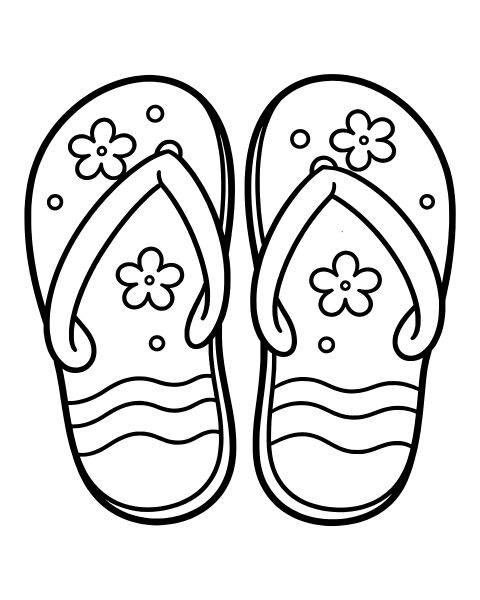 Floral Flip Flops Coloring Page