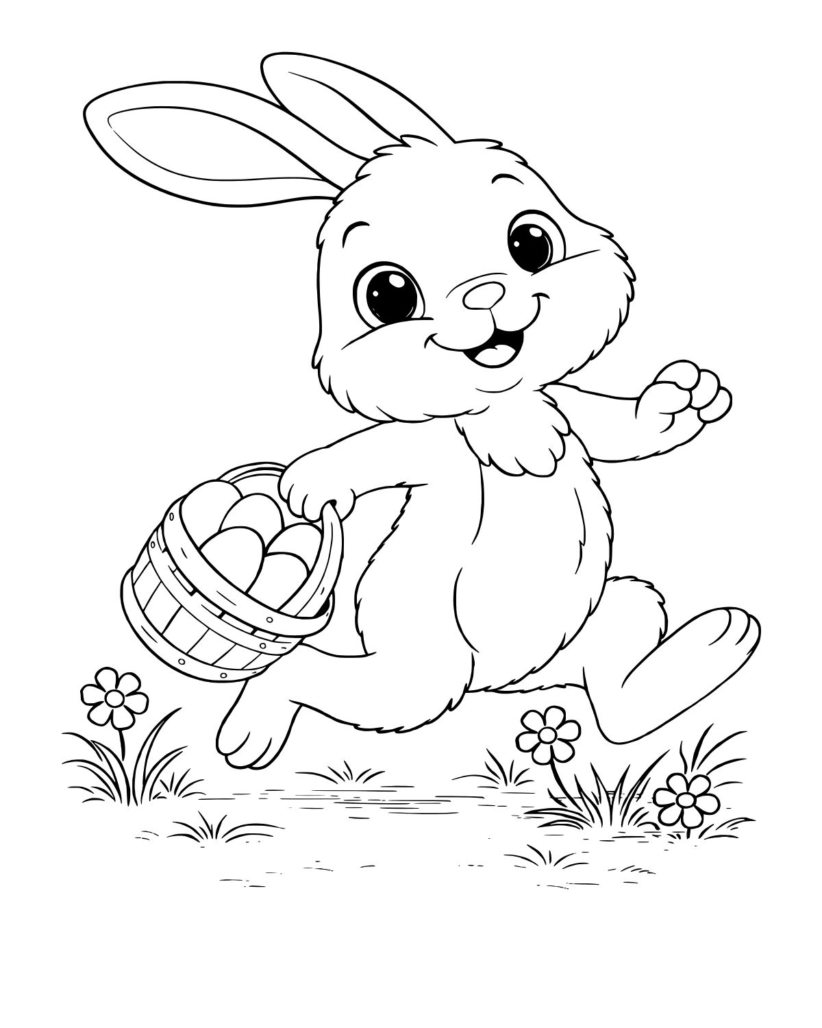 Bunny with Easter Basket Coloring Page