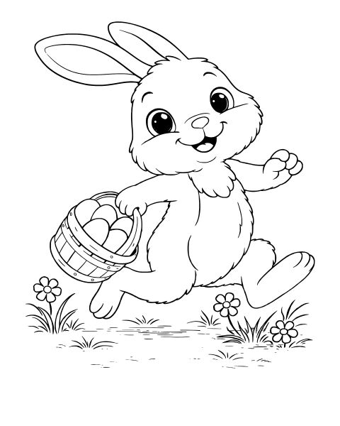 Bunny with Easter Basket Coloring Page