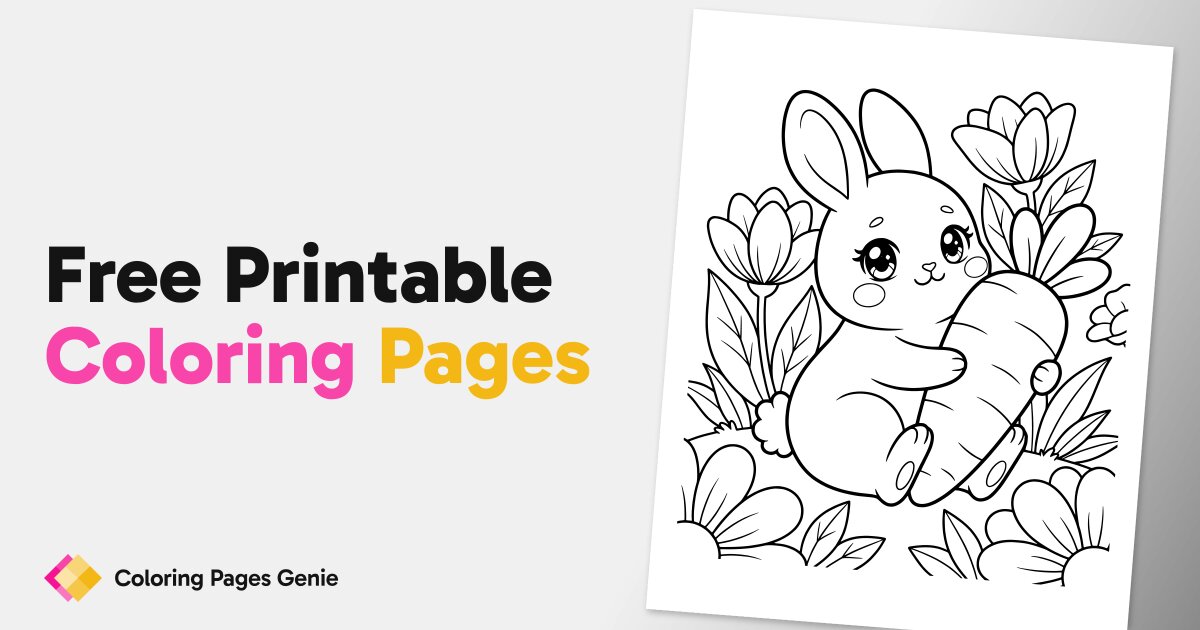 Cute Bunny Holding Carrot Coloring Page for Kids