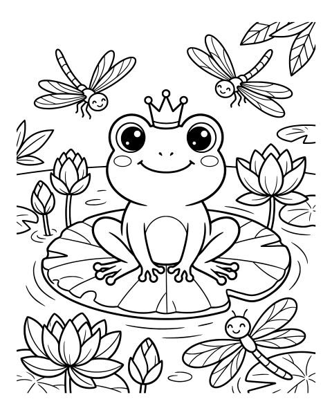 Crowned Frog Prince Coloring Page