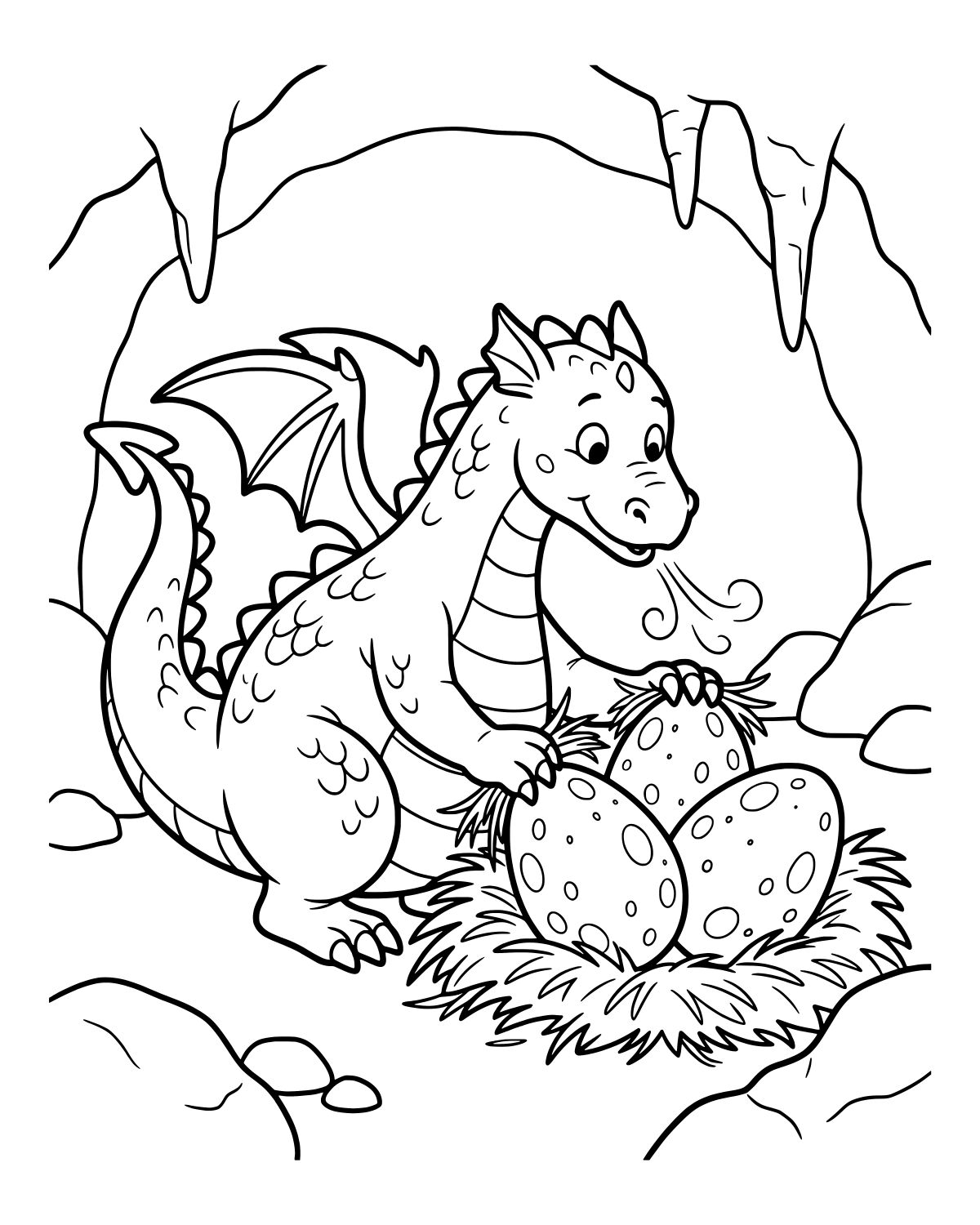 Baby Dragon Nest Coloring Page