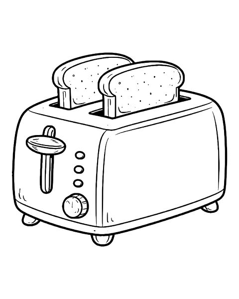 Retro Kitchen Toaster Coloring Page