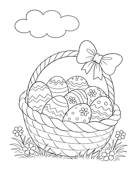 Easter Egg Basket Coloring Page