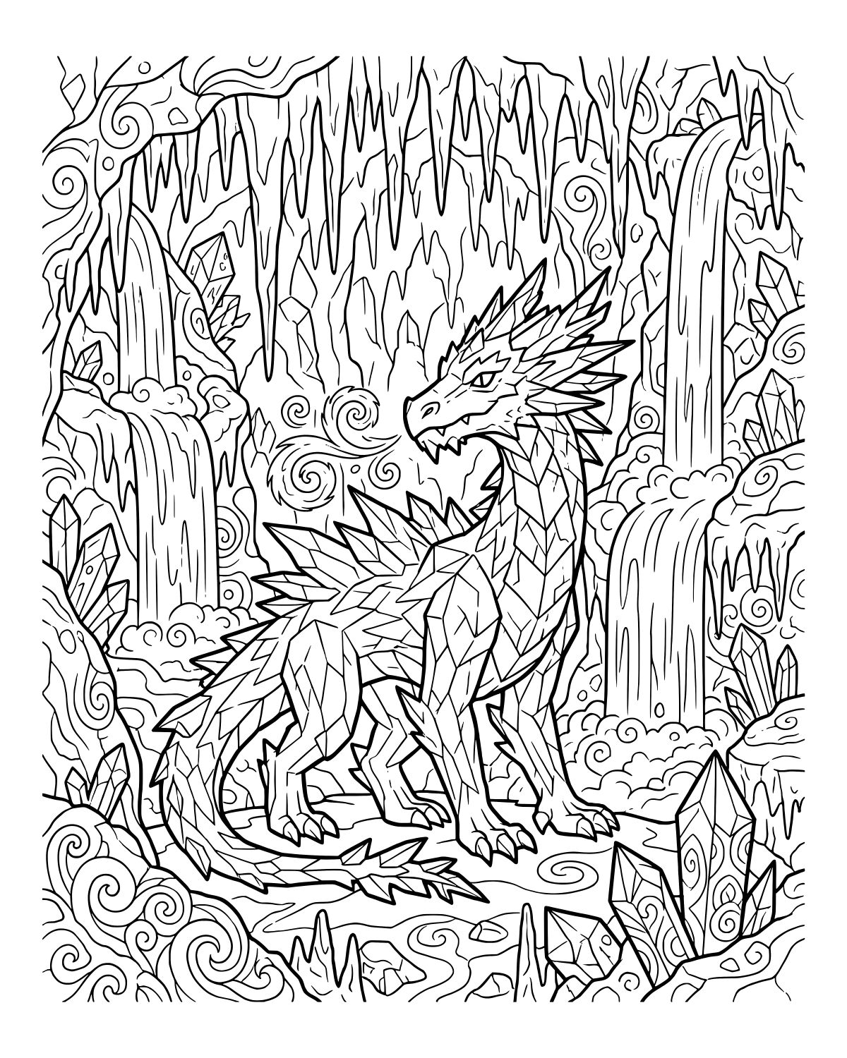Crystal Cave Dragon Coloring Page