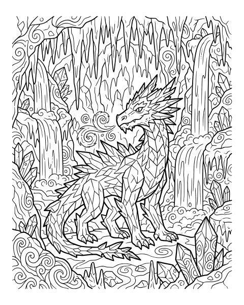 Crystal Cave Dragon Coloring Page