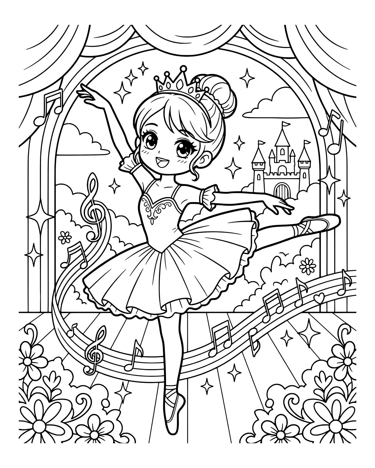 Princess Ballet Dancer Coloring Page