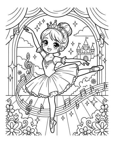 Princess Ballet Dancer Coloring Page