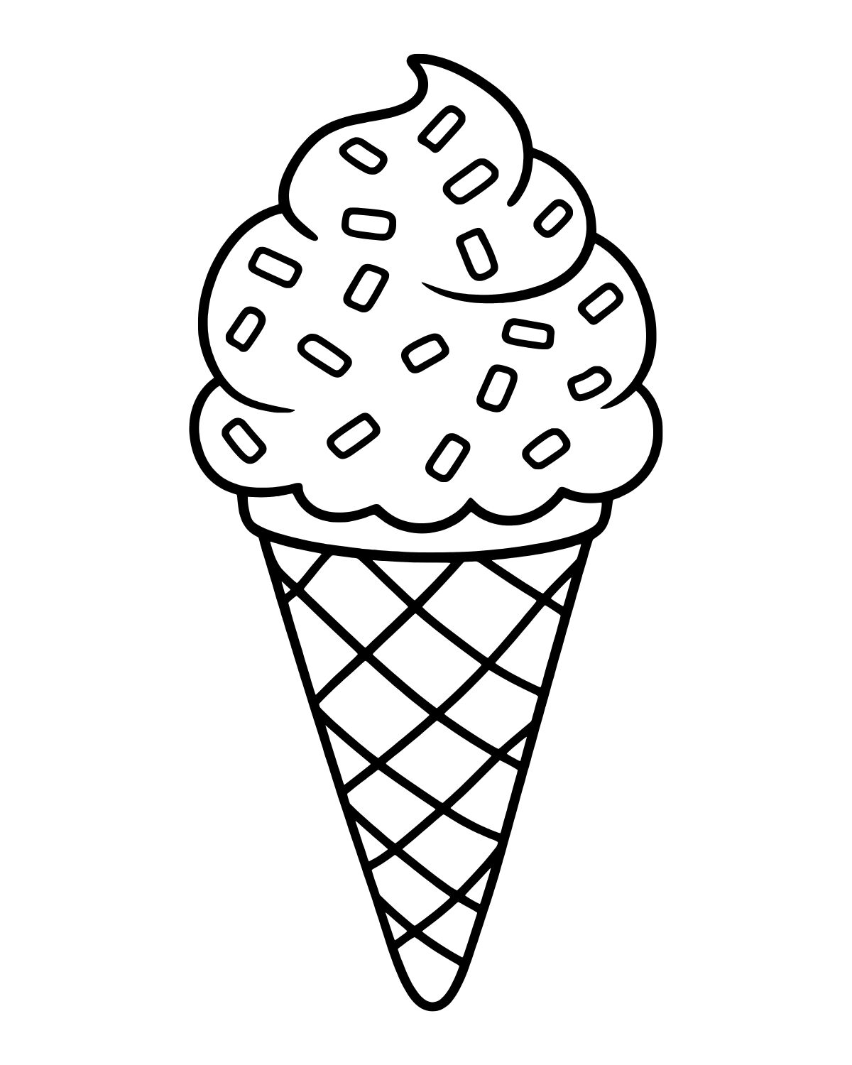 Sprinkle Ice Cream Cone Coloring Page
