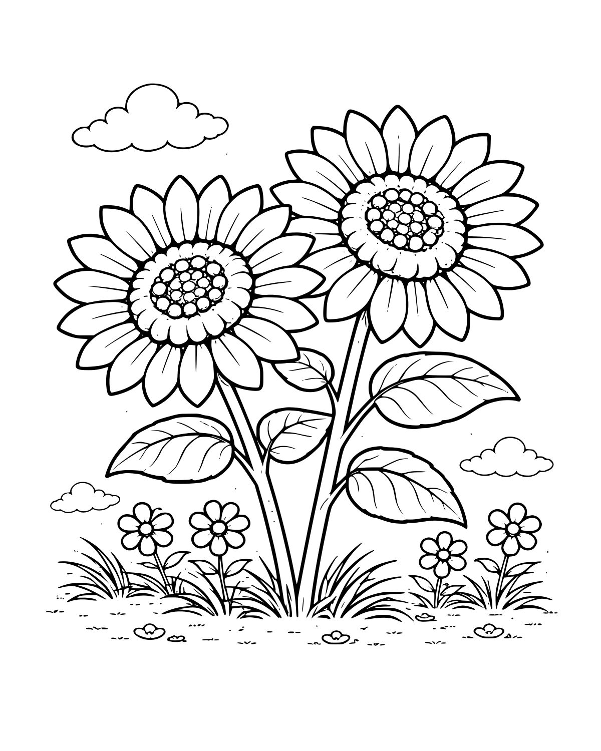 Sunny Sunflower Garden Coloring Page