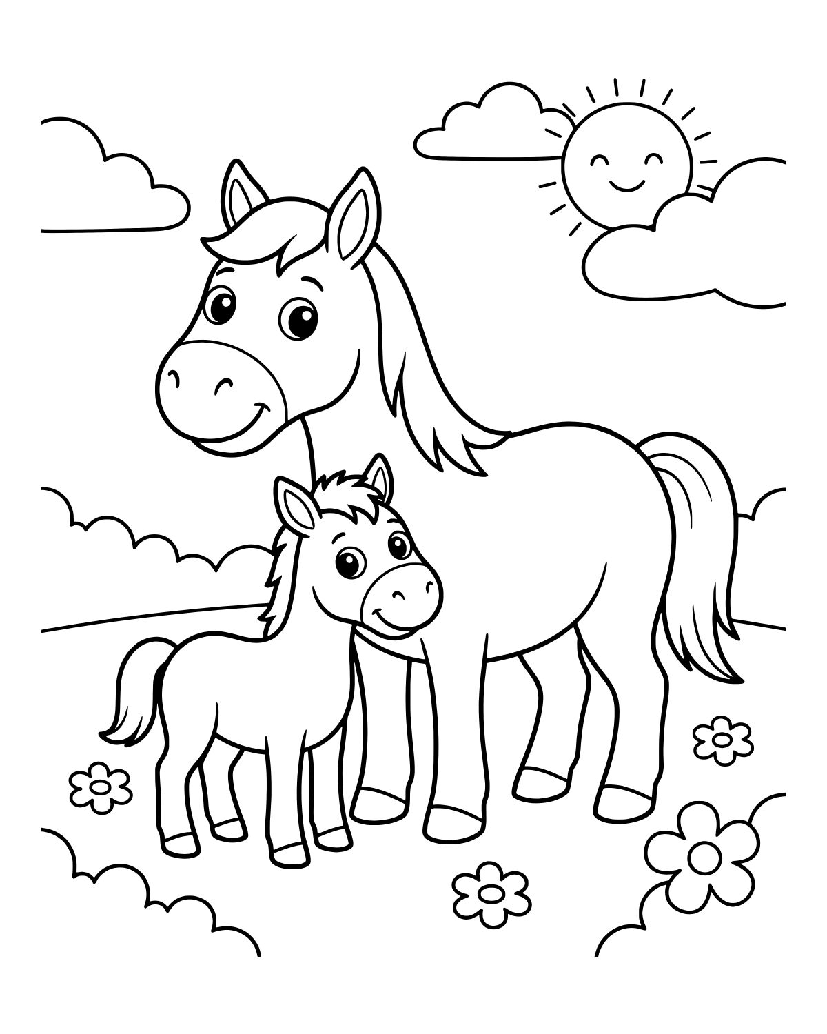 Horse and Foal Coloring Page