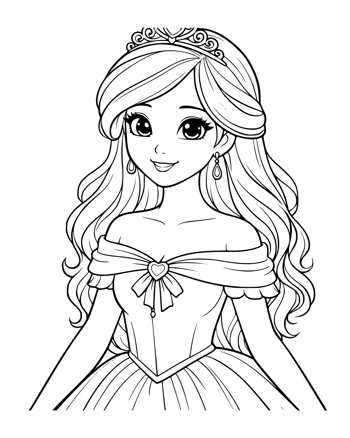 Princess in Tiara Coloring Page
