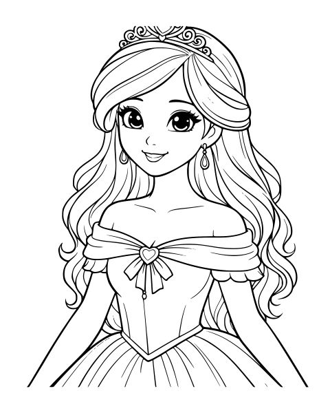 Princess in Tiara Coloring Page