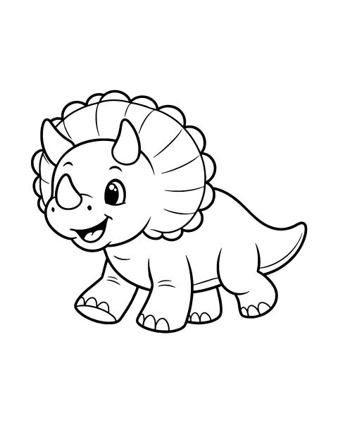 Smiling Baby Triceratops Coloring Page