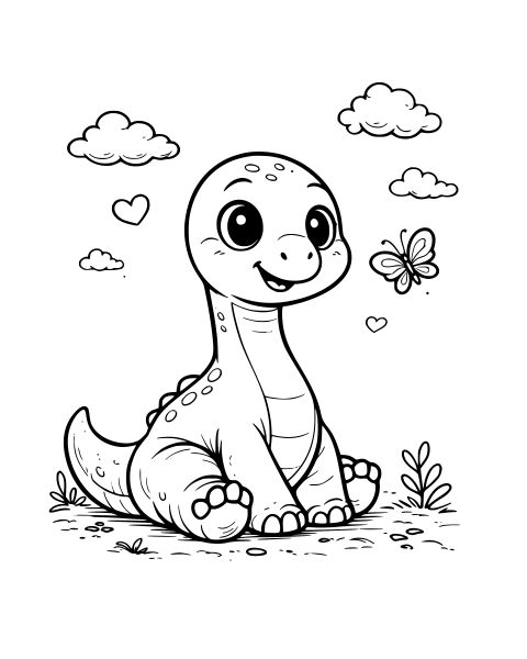 Cute Baby Dinosaur Coloring Page
