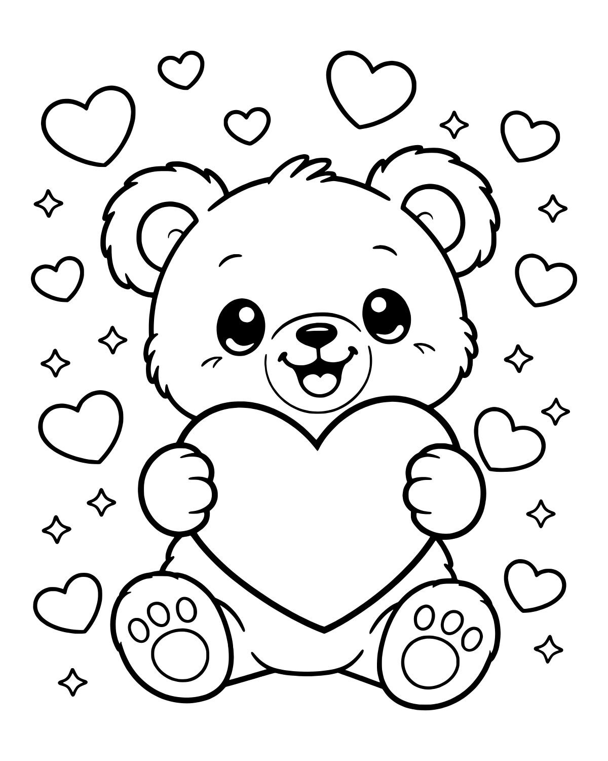 Cute Teddy Bear Coloring Page