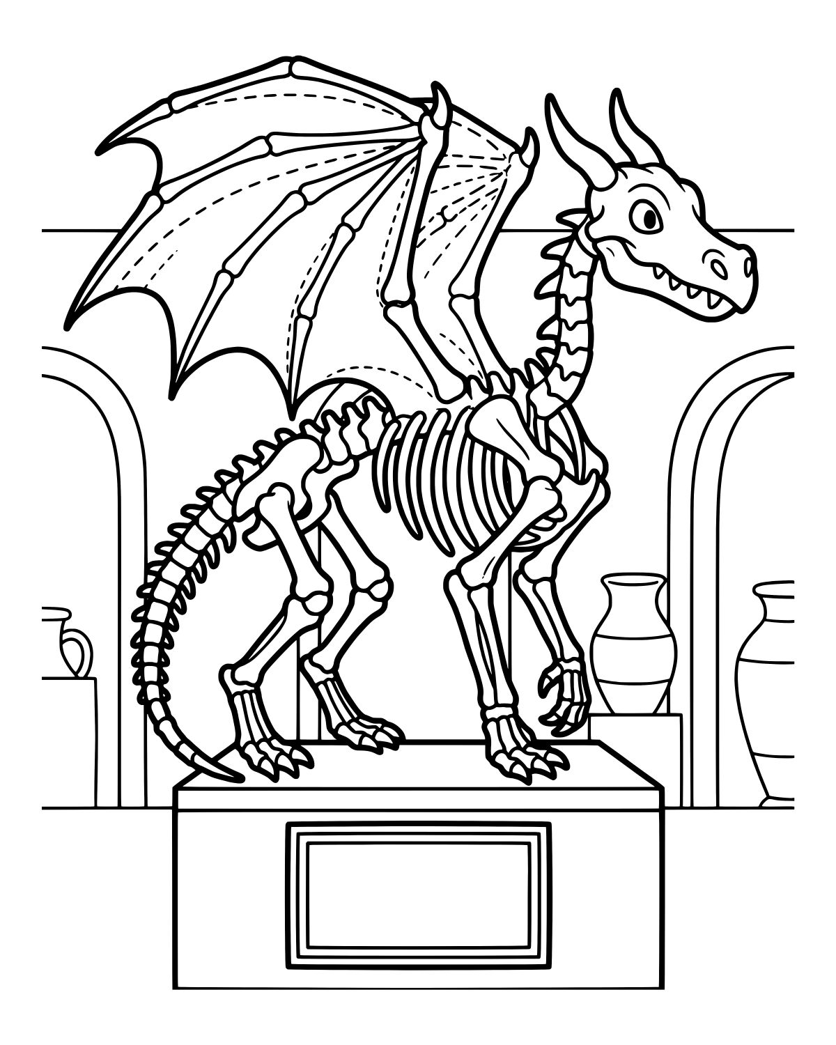Dragon Skeleton Display Coloring Page
